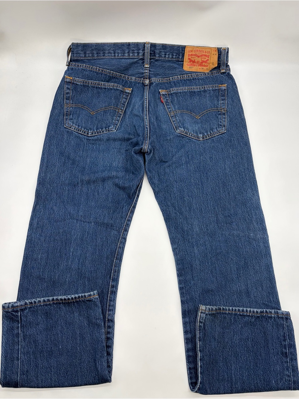 Levi's Men's Straight Blue Denim Jeans with Leather Waist Patch